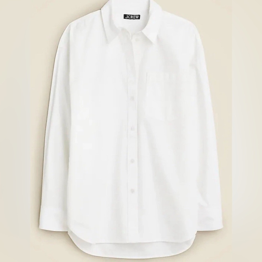 J. Crew Etienne Oversized White Button-Up in Cotton Poplin NEW White Large $98 - Picture 4 of 5